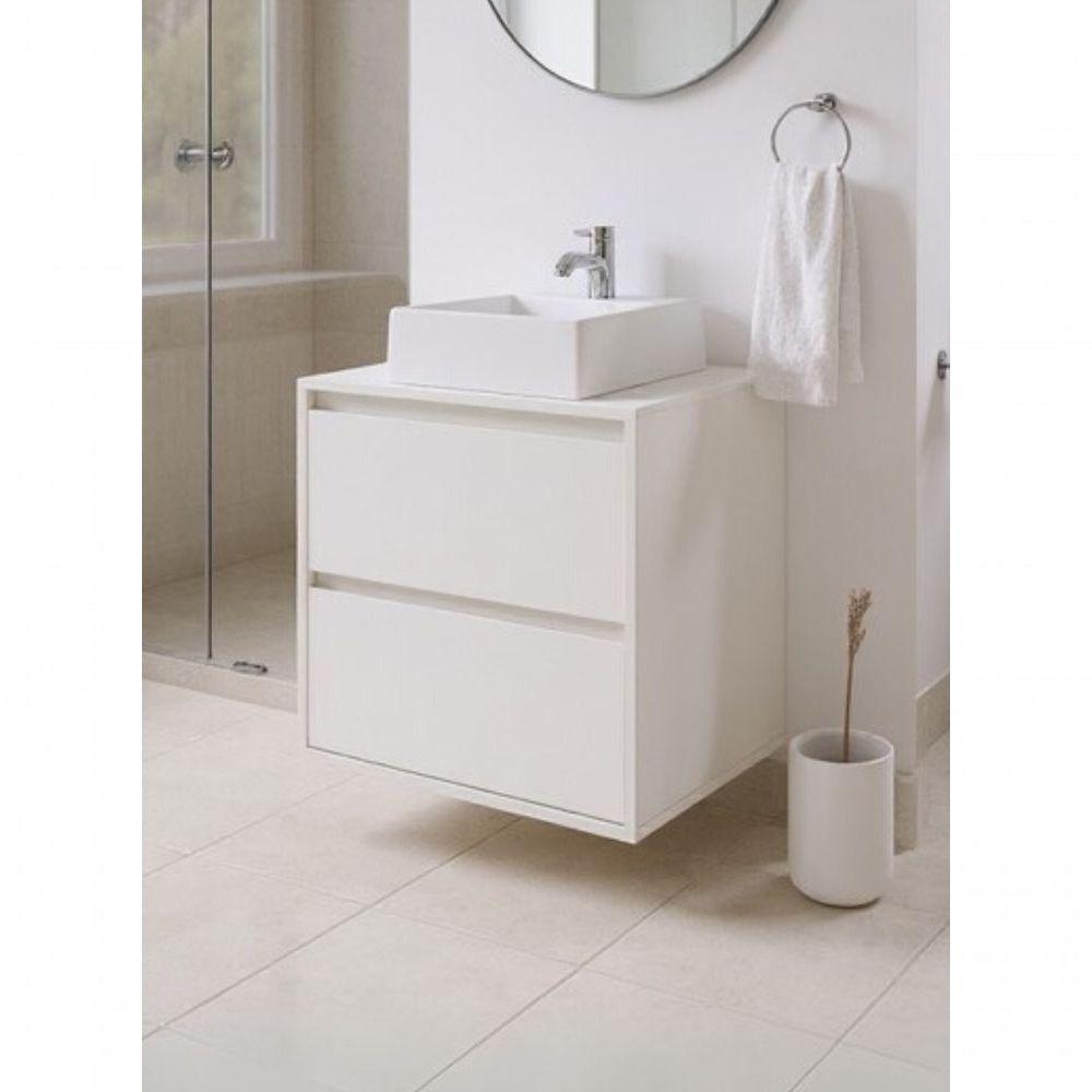 Gabinete Para Banheiro Com Cuba E Espelheira Com Led 60cm Mdf Branco Dubai - On Móveis - 2