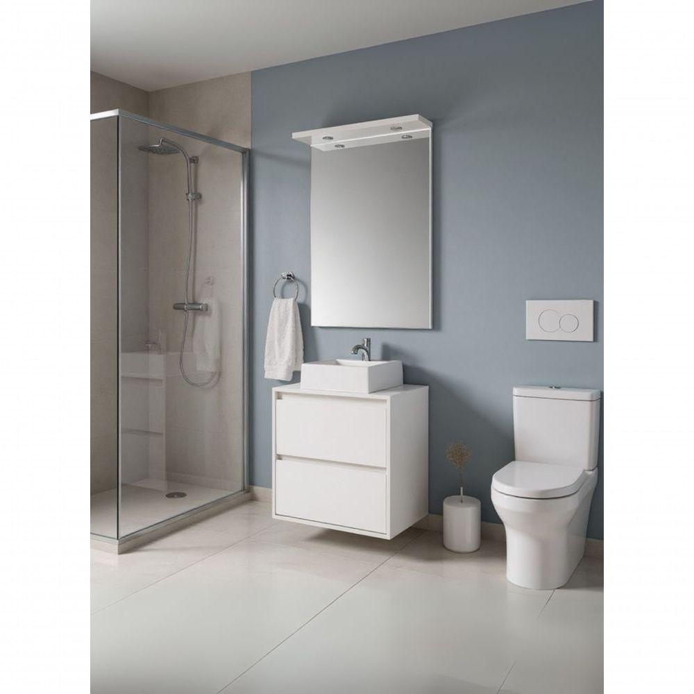 Gabinete Para Banheiro Com Cuba E Espelheira Com Led 60cm Mdf Branco Dubai - On Móveis - 9