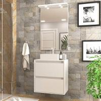 Gabinete Para Banheiro Com Cuba E Espelheira Com Led 60cm Mdf Branco Dubai - On Móveis - 1