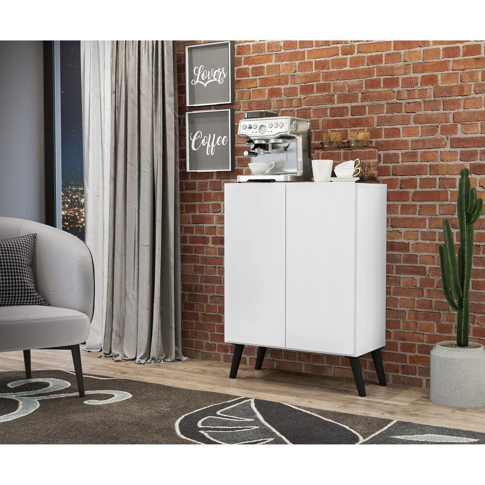 Aparador Buffet 2 Portas Retrô Veneza Multimóveis V3609 Branco/Preto Branco/Preto - 2