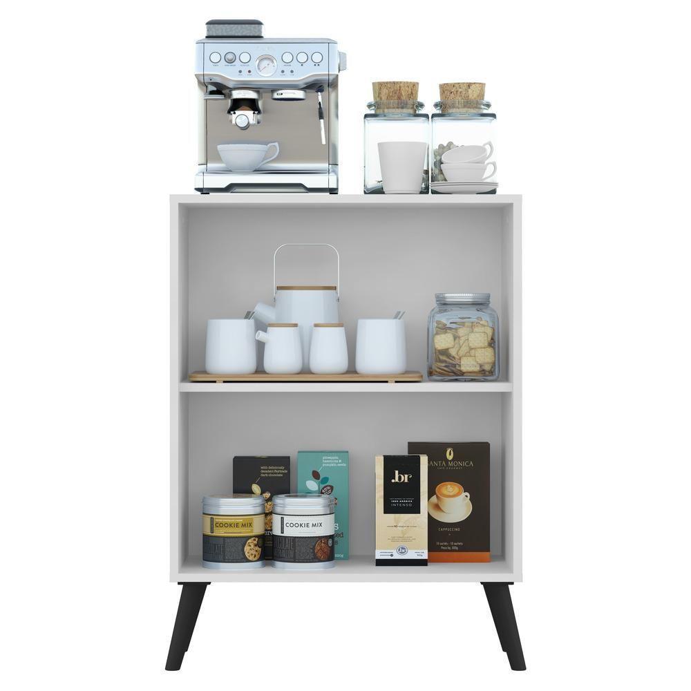 Aparador Buffet 2 Portas Retrô Veneza Multimóveis V3609 Branco/Preto Branco/Preto - 4