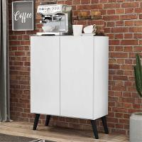 Aparador Buffet 2 Portas Retrô Veneza Multimóveis V3609 Branco/Preto Branco/Preto - 7