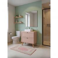 Gabinete Para Banheiro Com Tampo Cuba E Espelho 80cm Retro Mdf Rosa Milano - On Móveis