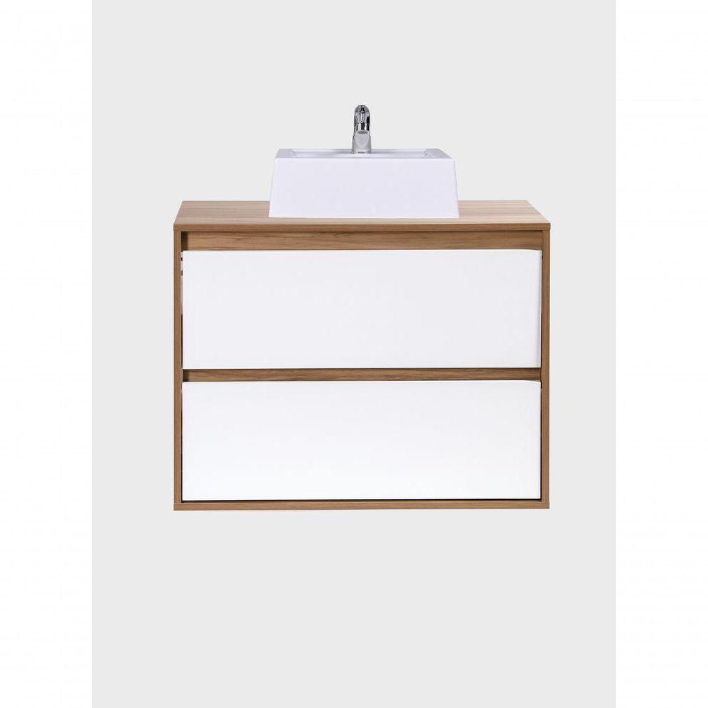 Gabinete Para Banheiro Com Cuba E Espelho Redondo 80cm Mdf Freijo Dubai - On Móveis - 5