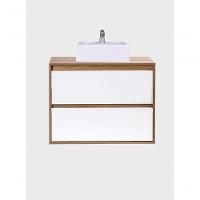 Gabinete Para Banheiro Com Cuba E Espelho Redondo 80cm Mdf Freijo Dubai - On Móveis - 5