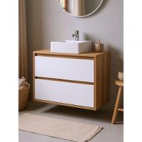 Gabinete Para Banheiro Com Cuba E Espelho Redondo 80cm Mdf Freijo Dubai - On Móveis - 6