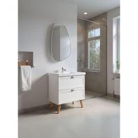 Gabinete Para Banheiro Com Cuba E Espelho Organico 80cm Retro Mdf Branco Milano - On Móveis - 1