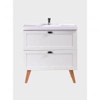 Gabinete Para Banheiro Com Cuba E Espelho Organico 80cm Retro Mdf Branco Milano - On Móveis - 3