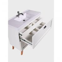 Gabinete Para Banheiro Com Cuba E Espelho Organico 80cm Retro Mdf Branco Milano - On Móveis - 5