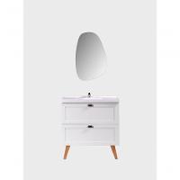 Gabinete Para Banheiro Com Cuba E Espelho Organico 80cm Retro Mdf Branco Milano - On Móveis - 9