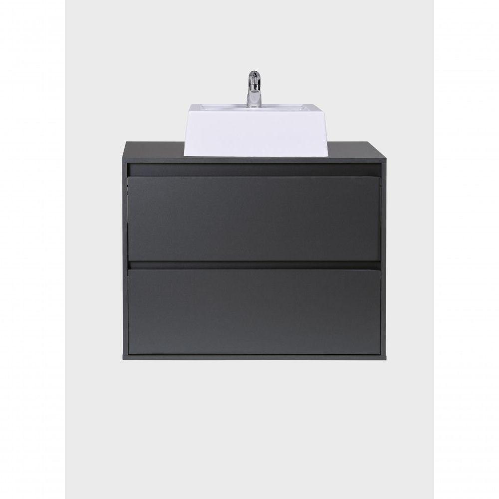 Gabinete Para Banheiro Com Cuba E Espelho Redondo 80cm Mdf Grafite Dubai - On Móveis - 6