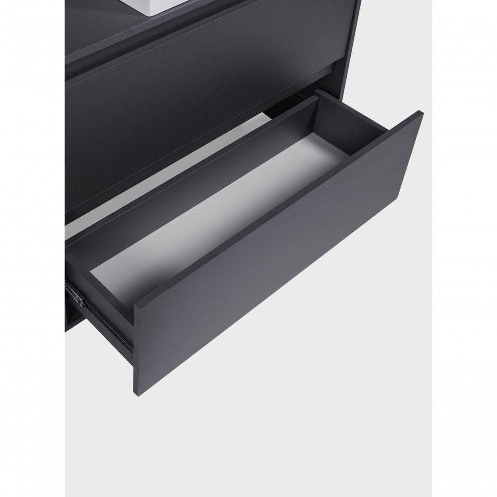 Gabinete Para Banheiro Com Cuba E Espelho Redondo 80cm Mdf Grafite Dubai - On Móveis - 10