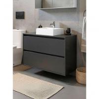 Gabinete Para Banheiro Com Cuba E Espelho Redondo 80cm Mdf Grafite Dubai - On Móveis - 2