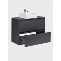 Gabinete Para Banheiro Com Cuba E Espelho Redondo 80cm Mdf Grafite Dubai - On Móveis - 8