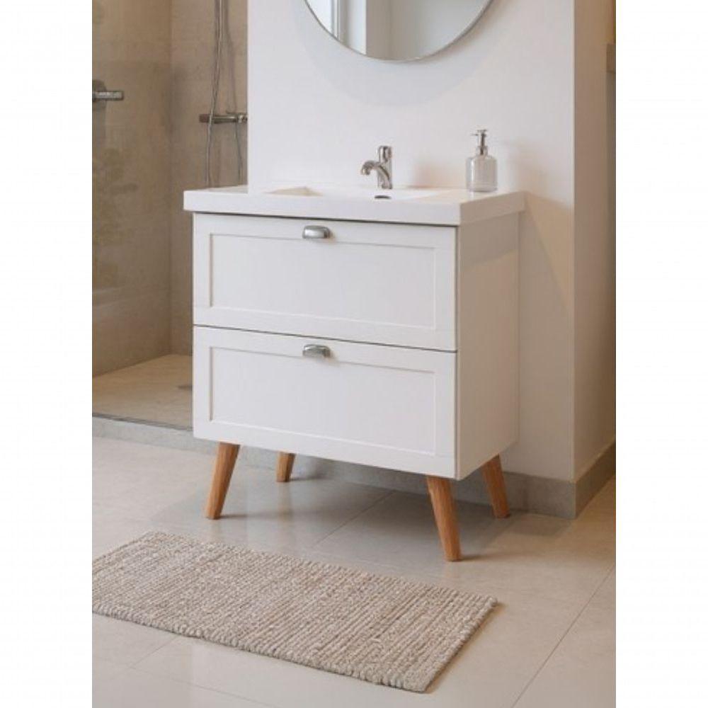 Gabinete Para Banheiro Com Cuba E Espelho 80cm Retro Mdf Branco Milano - On Móveis - 2