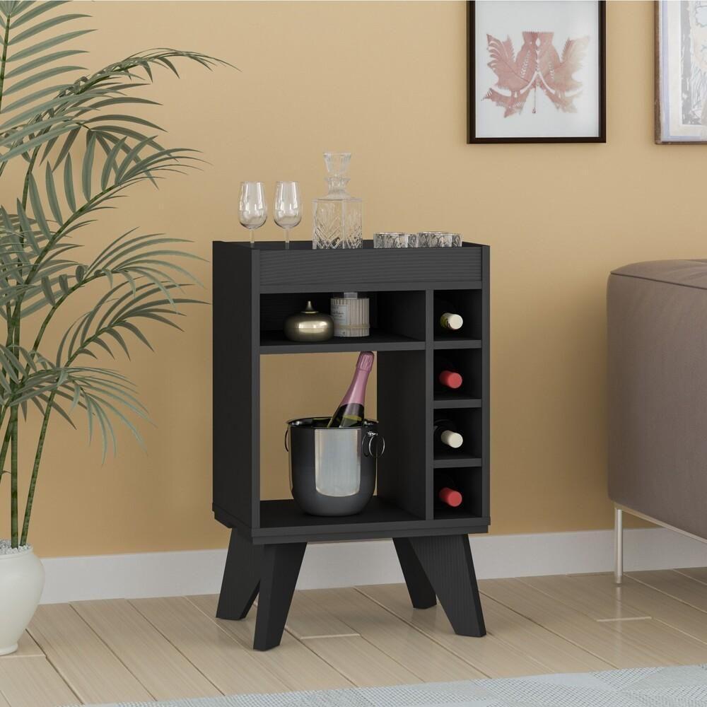 Adega Bar Retrô Com Espelho Multimóveis Cr50033 Preta Preto - 1