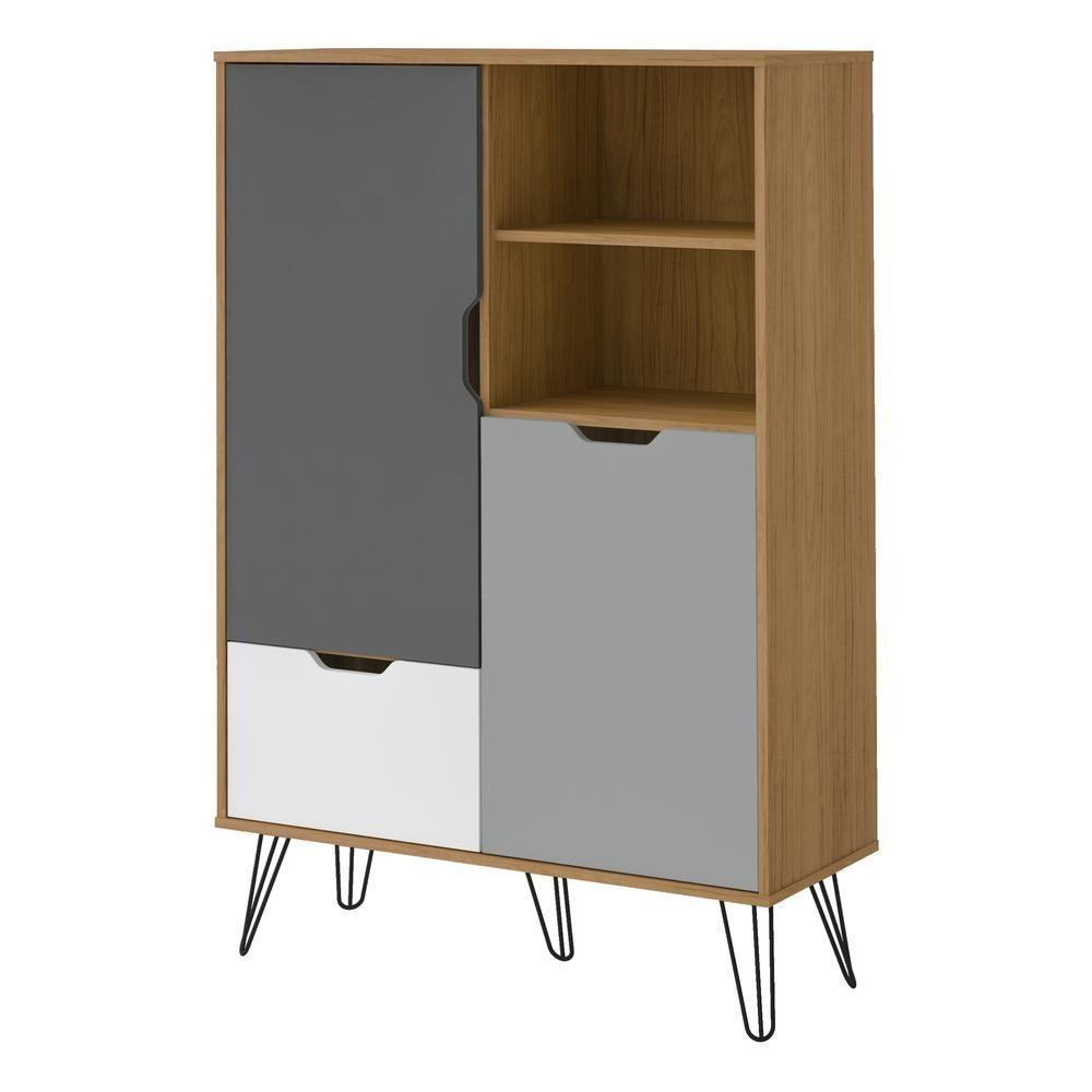 Adega Bar Com Pés Metálicos Multimóveis Cr50035 Carvalho/Grafite Carvalho/Grafite - 2