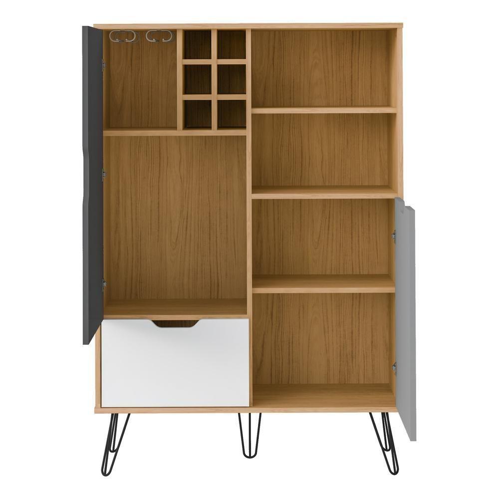 Adega Bar Com Pés Metálicos Multimóveis Cr50035 Carvalho/Grafite Carvalho/Grafite - 4