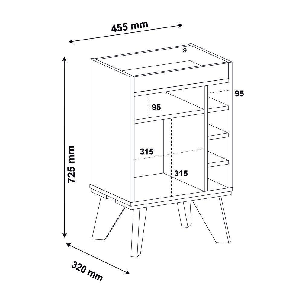 Adega Bar Retrô Com Espelho Multimóveis Cr50033 Off White Off White - 4