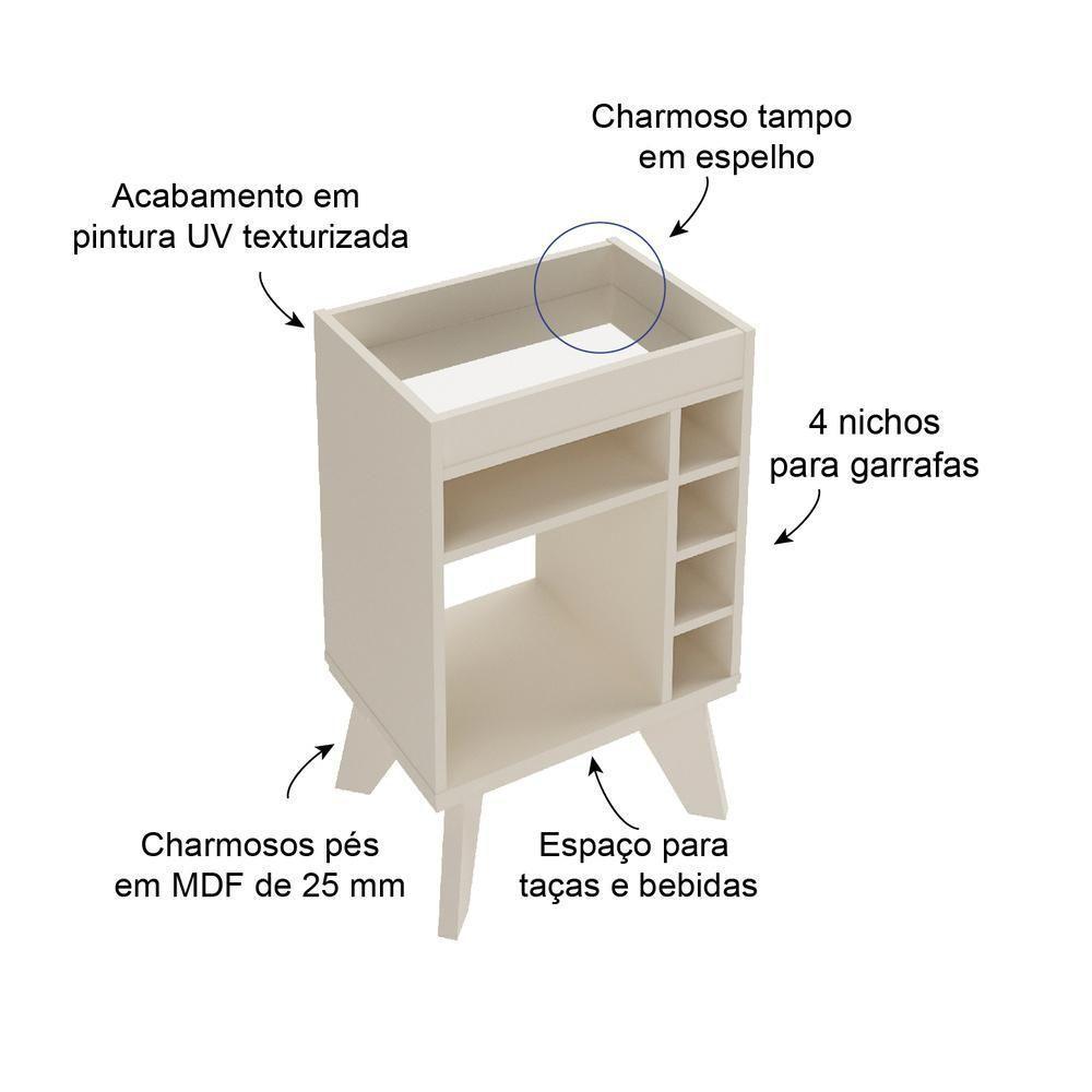 Adega Bar Retrô Com Espelho Multimóveis Cr50033 Off White Off White - 5