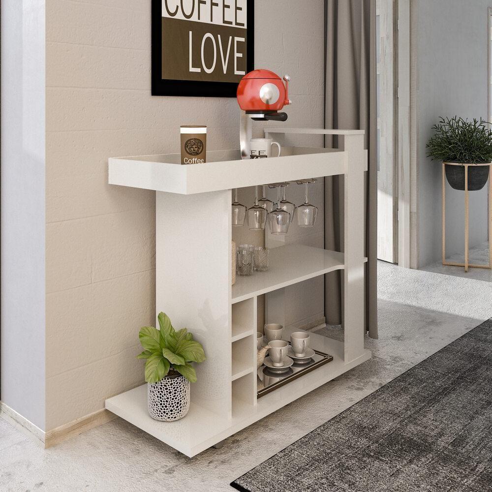 Adega Bar Com Porta-Taças E Garrafas Multimóveis Cr50032 Off White Off White - 2