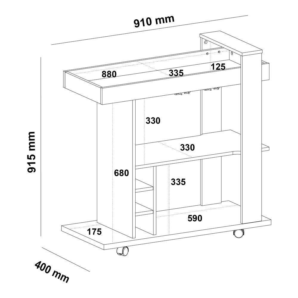 Adega Bar Com Porta-Taças E Garrafas Multimóveis Cr50032 Off White Off White - 5
