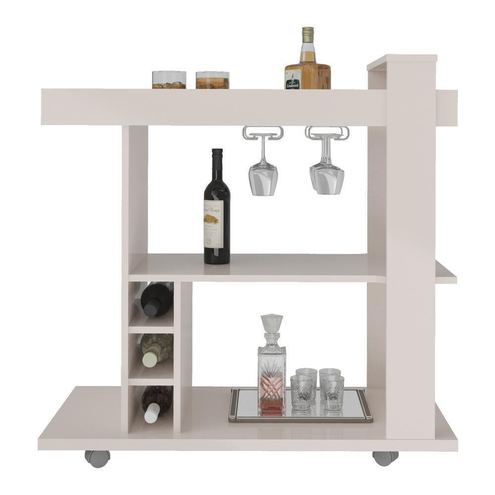 Adega Bar Com Porta-Taças E Garrafas Multimóveis Cr50032 Off White Off White - 6