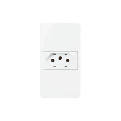 Placa Para Condulete Caixa 3/4" Com Tomada Margirius Sleek 2p+t 10a Branca Branco