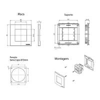 Placa Para Móveis 80x80 Com Interruptor Paralelo 10a E Tomada 2p+t 20a Margirius Sleek Branca - 2