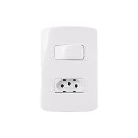 Interruptor Simples 10a E Tomada 2p+t 10a Margirius B3 Com Placa 4x2 Branco Branco - 1