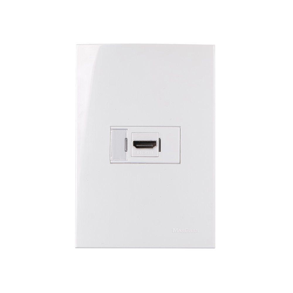 Tomada Hdmi Margirius Sleek Com Placa 4x2 Branca - 1