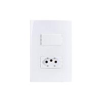 Interruptor Paralelo 10a E Tomada 2p+t 20a Margirius Sleek Com Placa 4x2 Branco - 1