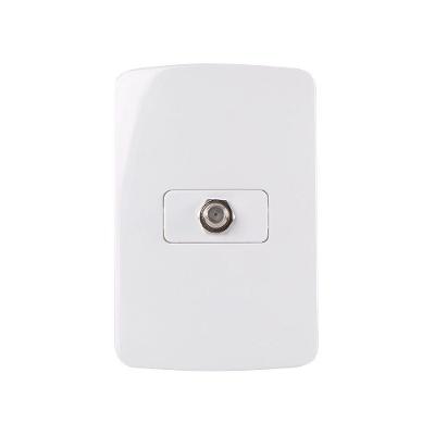 Tomada Antena De Tv Margirius B3 Para Cabo Coaxial Com Placa 4x2 Branca