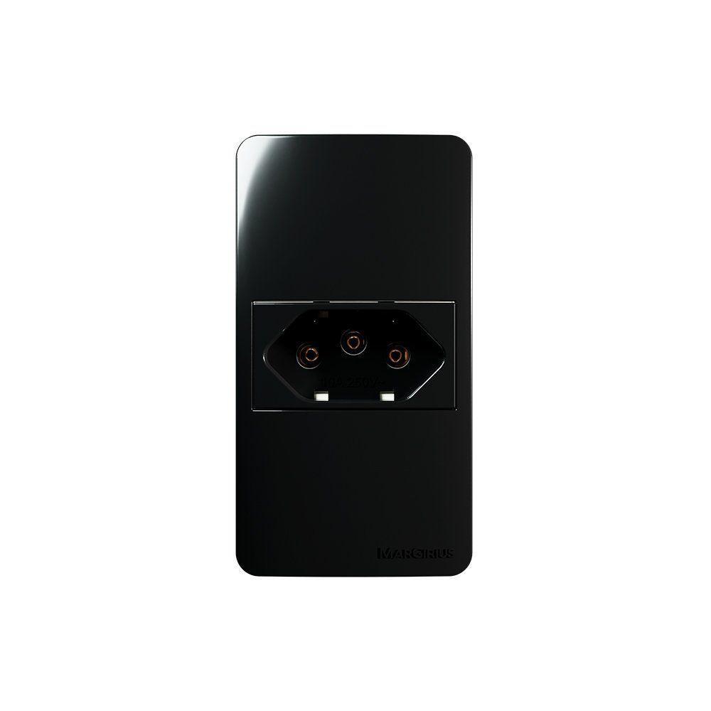 Placa Para Condulete Caixa 3/4" Com Tomada Margirius Sleek 2p+t 10a Preto Ebony Preto - 1