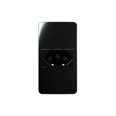Placa Para Condulete Caixa 3/4" Com Tomada Margirius Sleek 2p+t 10a Preto Ebony Preto