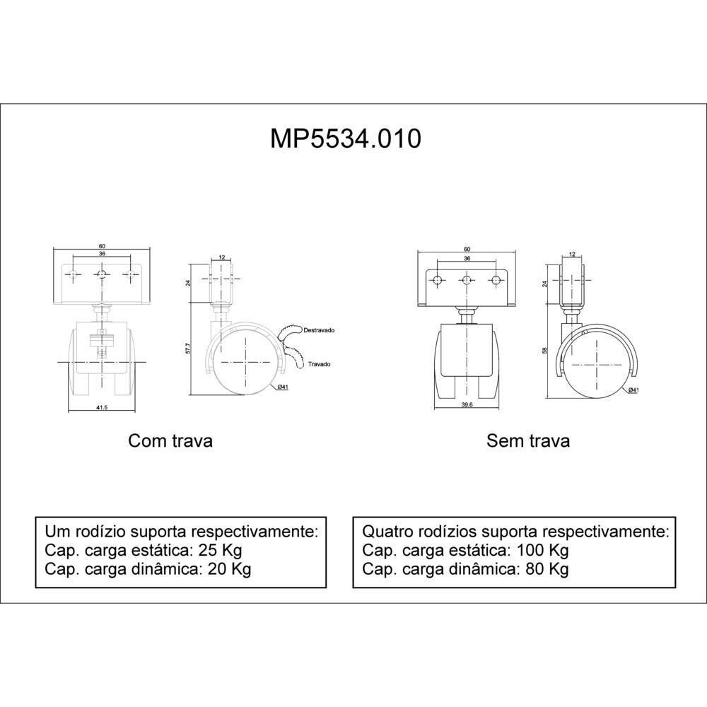 4 Rodinha para Berço Rodízio Roda Chapa U 15mm 100kg - 2