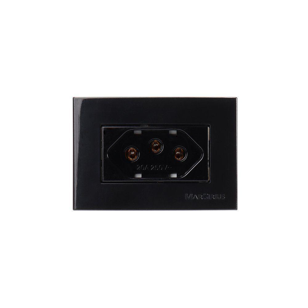 Placa Para Móveis 65x45 Com Tomada Margirius Sleek 2p+t 20a Preto Ebony - 1