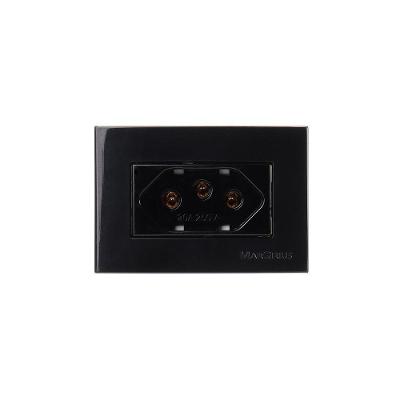 Placa Para Móveis 65x45 Com Tomada Margirius Sleek 2p+t 20a Preto Ebony