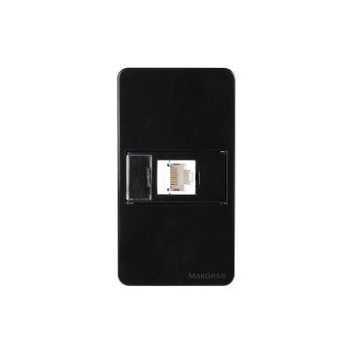 Placa Para Condulete Caixa 3/4" Com Tomada Para Rede De Informática Margirius Sleek Rj45 Cat6 Ebony Preto