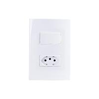 Interruptor Simples 10a E Tomada 2p+t 10a Margirius Sleek Com Placa 4x2 Branco Branco - 1