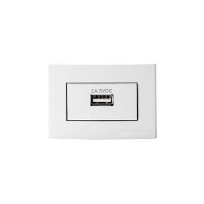 Placa Para Móveis 65x45 Com Tomada Carregador Usb-a Margirius Sleek 2a 10w Branca