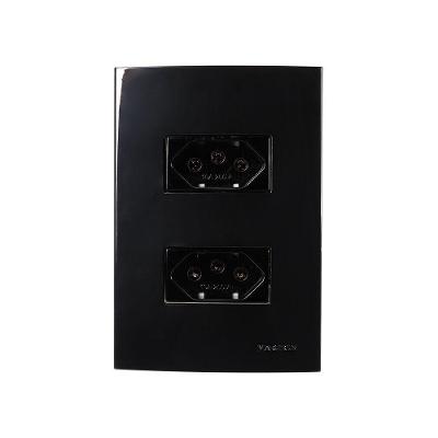 Tomada Dupla Margirius Sleek 2p+t 10a Com Placa 4x2 Preto Ebony