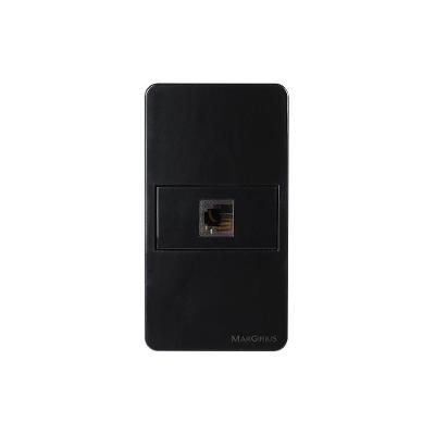 Placa Para Condulete Caixa 3/4" Com Tomada Para Telefone Margirius Sleek Rj11 4 Fios Preto Ebony Preto