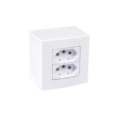 Caixa De Sobrepor 75x75 Com Tomada Dupla Margirius Sleek 2p+t 20a Branca
