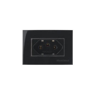 Placa Para Móveis 65x45 Com Tomada Margirius Sleek 2p+t 10a Preto Ebony