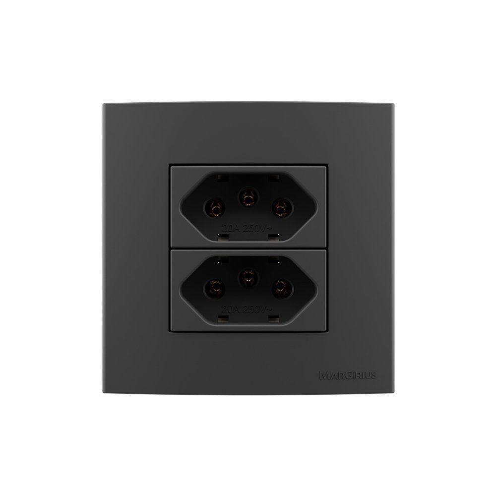 Placa Para Móveis 80x80 Com Tomada Usb-a 1a 5w E Tomada 2p+t 20a Margirius Sleek Branca - 1