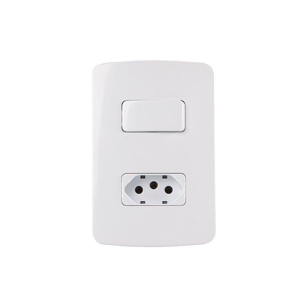 Interruptor Paralelo 10a E Tomada 2p+t 20a Margirius B3 Com Placa 4x2 Branco - 1