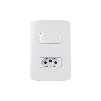 Interruptor Paralelo 10a E Tomada 2p+t 20a Margirius B3 Com Placa 4x2 Branco - 1