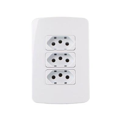 Tomada Tripla Margirius B3 2p+t 20a Com Placa 4x2 Branca