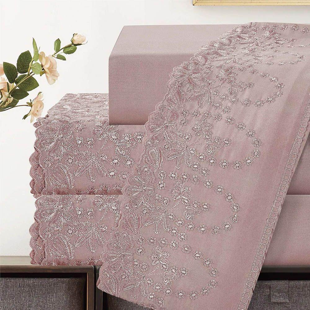 Jogo De Cama Lençol Queen Desirre 4 Peças - Rosê - 100% Poliéster - 5